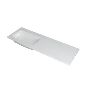 INK Faktor Washbasin left - 1 sink - 1 tap hole - 140x45x1.5 cm - Polystone gloss white