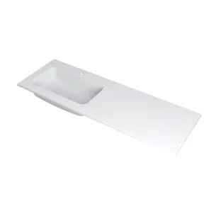 INK Faktor Washbasin left - 1 sink - 1 tap hole - 140x45x1.5 cm - Polystone matt white