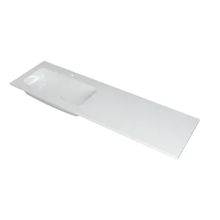 INK Faktor Washbasin left - 1 sink - 1 tap hole - 160x45x1.5 cm - Polystone gloss white