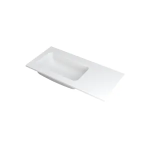 INK Factor Washbasin left - 1 sink - without tap hole - 100x45x1.5 cm - Polystone matt white