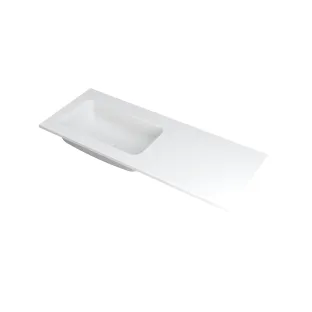 INK Factor Washbasin left - 1 sink - without tap hole - 120x45x1.5 cm - Polystone matt white