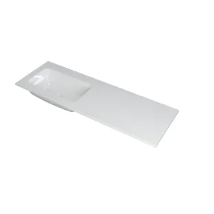 INK Factor Washbasin left - 1 sink - without tap hole - 140x45x1.5 cm - Polystone gloss white