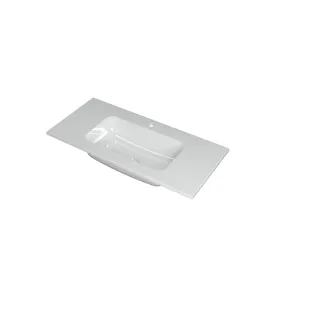 INK Faktor Washbasin middle - 1 sink - 1 tap hole - 100x45x1.5 cm - Polystone gloss white