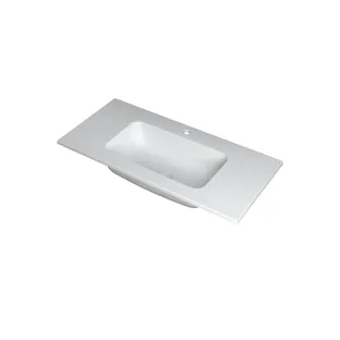 INK Faktor Washbasin middle - 1 sink - 1 tap hole - 100x45x1.5 cm - Polystone matt white