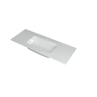 INK Faktor Washbasin middle - 1 sink - 1 tap hole - 120x45x1.5 cm - Polystone gloss white