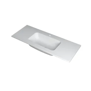 INK Faktor Washbasin middle - 1 sink - 1 tap hole - 120x45x1.5 cm - Polystone matt white