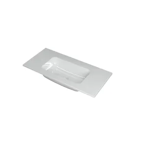 INK Factor Washbasin center - 1 sink - without tap hole - 100x45x1.5 cm - Polystone gloss white