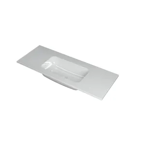 INK Factor Washbasin center - 1 sink - without tap hole - 120x45x1.5 cm - Polystone gloss white