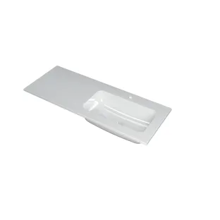 INK Faktor Washbasin right - 1 sink - 1 tap hole - 120x45x1.5 cm - Polystone gloss white