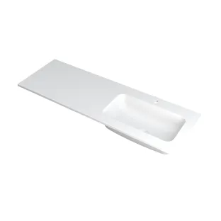 INK Faktor Washbasin right - 1 sink - 1 tap hole - 140x45x1.5 cm - Polystone matt white