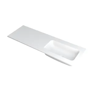 INK Factor Washbasin right - 1 sink - without tap hole - 140x45x1.5 cm - Polystone matt white