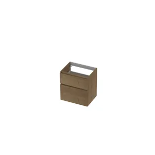 INK Veneer asymmetric washbasin cabinet - 2 drawers - handleless - wooden frame - 60x45x65 cm - Veneer Ash grey