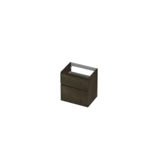 INK Veneer asymmetric washbasin cabinet - 2 drawers - handleless - wooden frame - 60x45x65 cm - Veneer Charcoal