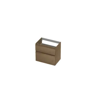 INK Veneer asymmetric washbasin cabinet - 2 drawers - handleless - wooden frame - 70x45x65 cm - Veneer Ash grey