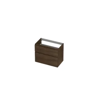 INK Veneer asymmetric washbasin cabinet - 2 drawers - handleless - wooden frame - 80x45x65 cm - Veneer Chocolate