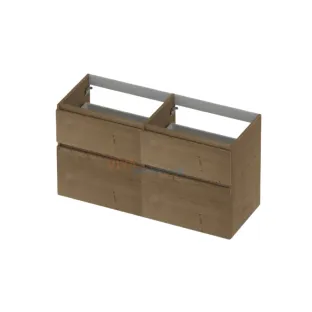 INK Veneer asymmetric washbasin cabinet - 4 drawers - handleless - wooden frame - 120x45x65 cm - Veneer Ash grey