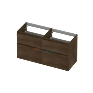 INK Veneer asymmetric washbasin cabinet - 4 drawers - handleless - wooden frame - 120x45x65 cm - Veneer Chocolate