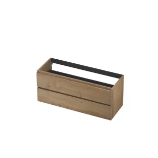 INK Veneer symmetrical washbasin cabinet - 2 drawers - handleless - wooden frame - 120x45x52 cm - Veneer Ash grey