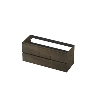 INK Veneer symmetrical washbasin cabinet - 2 drawers - handleless - wooden frame - 120x45x52 cm - Veneer Charcoal