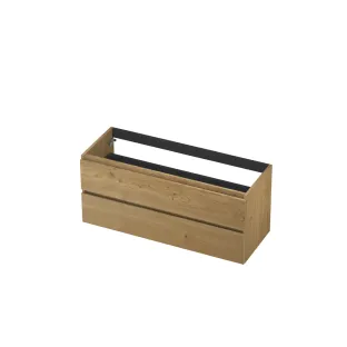 INK Veneer symmetrical washbasin cabinet - 2 drawers - handleless - wooden frame - 120x45x52 cm - Veneer Natur