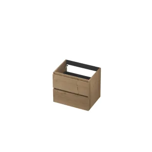 INK Veneer symmetrical washbasin cabinet - 2 drawers - handleless - wooden frame - 60x45x52 cm - Veneer Ash grey