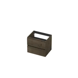 INK Veneer symmetrical washbasin cabinet - 2 drawers - handleless - wooden frame - 60x45x52 cm - Veneer Charcoal