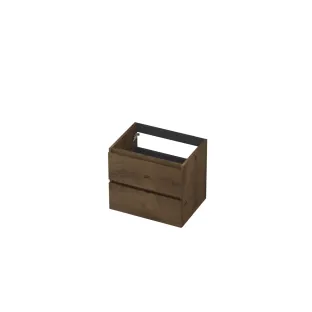 INK Veneer symmetrical washbasin cabinet - 2 drawers - handleless - wooden frame - 60x45x52 cm - Veneer Chocolate