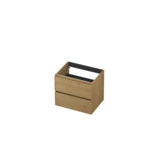 INK Veneer symmetrical washbasin cabinet - 2 drawers - handleless - wooden frame - 60x45x52 cm - Veneer Natur