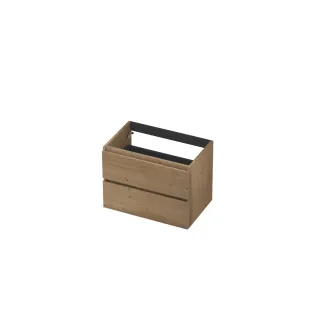 INK Veneer symmetrical washbasin cabinet - 2 drawers - handleless - wooden frame - 70x45x52 cm - Veneer Ash grey