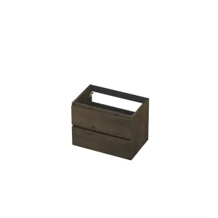 INK Veneer symmetrical washbasin cabinet - 2 drawers - handleless - wooden frame - 70x45x52 cm - Veneer Charcoal