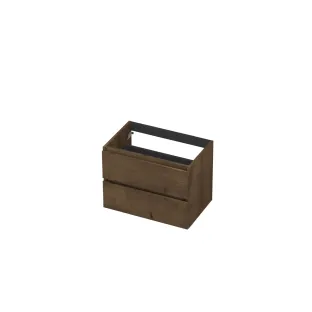 INK Veneer symmetrical washbasin cabinet - 2 drawers - handleless - wooden frame - 70x45x52 cm - Veneer Chocolate