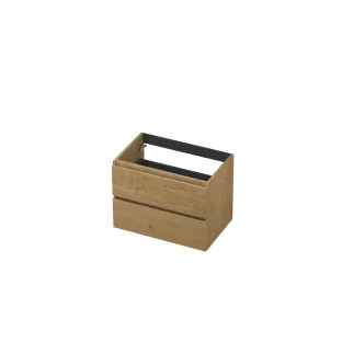 INK Veneer symmetrical washbasin cabinet - 2 drawers - handleless - wooden frame - 70x45x52 cm - Veneer Natur