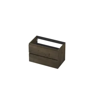 INK Veneer symmetrical washbasin cabinet - 2 drawers - handleless - wooden frame - 80x45x52 cm - Veneer Charcoal