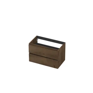 INK Veneer symmetrical washbasin cabinet - 2 drawers - handleless - wooden frame - 80x45x52 cm - Veneer Chocolate