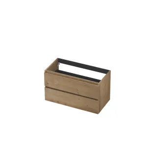 INK Veneer symmetrical washbasin cabinet - 2 drawers - handleless - wooden frame - 90x45x52 cm - Veneer Ash grey