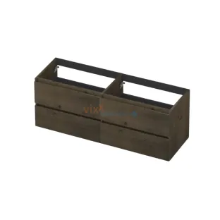 INK Veneer symmetrical washbasin cabinet - 4 drawers - handleless - wooden frame - 140x45x52 cm - Veneer Charcoal