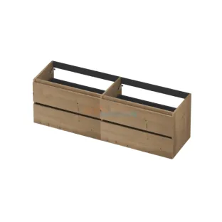 INK Veneer symmetrical washbasin cabinet - 4 drawers - handleless - wooden frame - 160x45x52 cm - Veneer Ash grey