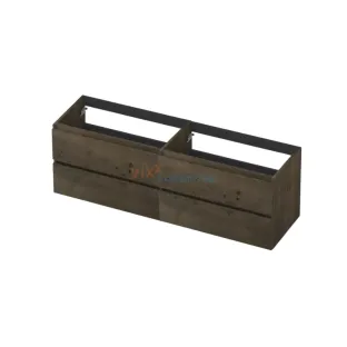 INK Veneer symmetrical washbasin cabinet - 4 drawers - handleless - wooden frame - 160x45x52 cm - Veneer Charcoal