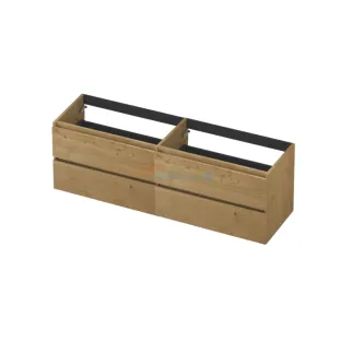 INK Veneer symmetrical washbasin cabinet - 4 drawers - handleless - wooden frame - 160x45x52 cm - Veneer Natur