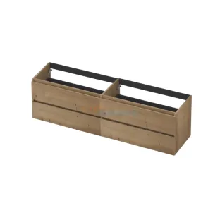 INK Veneer symmetrical washbasin cabinet - 4 drawers - handleless - wooden frame - 180x45x52 cm - Veneer Ash grey