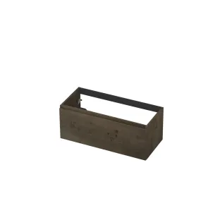 INK Veneer washbasin cabinet - 1 drawer - handleless - wooden frame - 100x45x40 cm - Veneer Charcoal