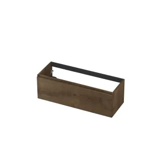 INK Veneer washbasin cabinet - 1 drawer - handleless - wooden frame - 120x45x40 cm - Veneer Chocolate