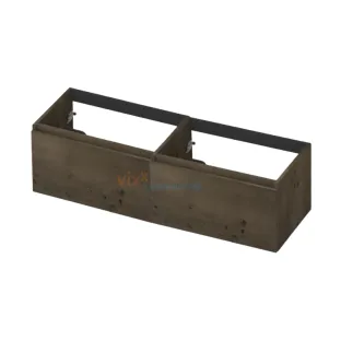 INK Veneer washbasin cabinet - 2 drawer - handleless - wooden frame - 140x45x40 cm - Veneer Charcoal