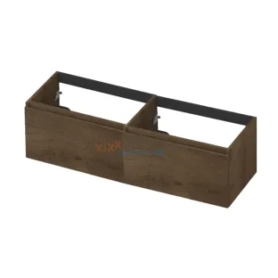 INK Veneer washbasin cabinet - 2 drawer - handleless - wooden frame - 140x45x40 cm - Veneer Chocolate