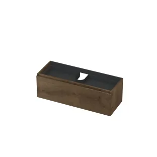 INK Veneer washbasin cabinet - 1 drawer with inner drawer - handleless - wooden frame - 120x45x40 cm - Veneer Chocolate