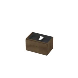 INK Veneer washbasin cabinet - 1 drawer with inner drawer - handleless - wooden frame - 70x45x40 cm - Veneer Chocolate