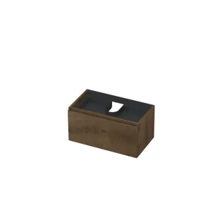 INK Veneer washbasin cabinet - 1 drawer with inner drawer - handleless - wooden frame - 80x45x40 cm - Veneer Chocolate