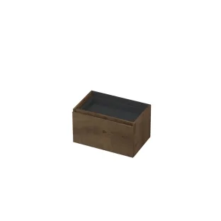 INK Veneer washbasin cabinet - 1 drawer with inner drawer without siphon recess - handleless - wooden strip - 70x45x40 cm - Veneer Chocolate