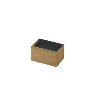 INK Veneer washbasin cabinet - 1 drawer with inner drawer without siphon recess - handleless - wooden strip - 70x45x40 cm - Veneer Natur