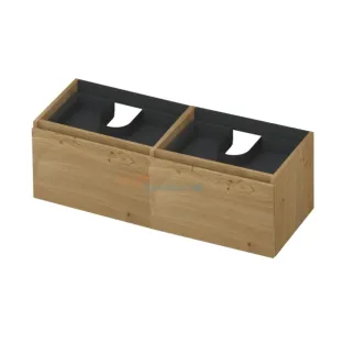 INK Veneer washbasin cabinet - 2 drawers with inner drawer - handleless - wooden frame - 120x45x40 cm - Veneer Natur